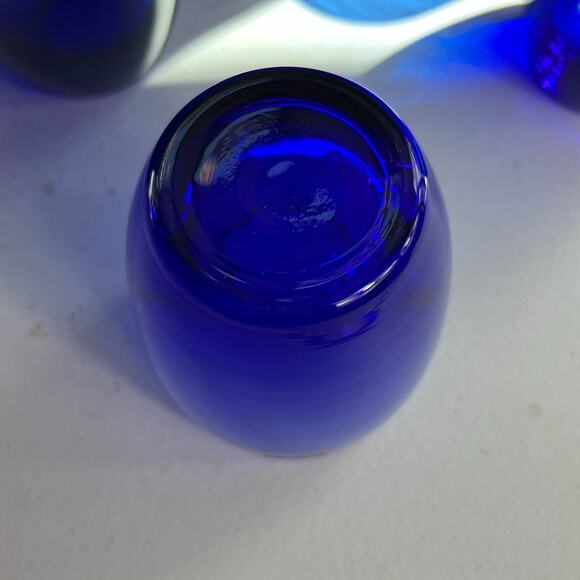 Hortensja Poland Drinking Glasses Set of 8 4.5" Blue Glass - Picture 4 of 6